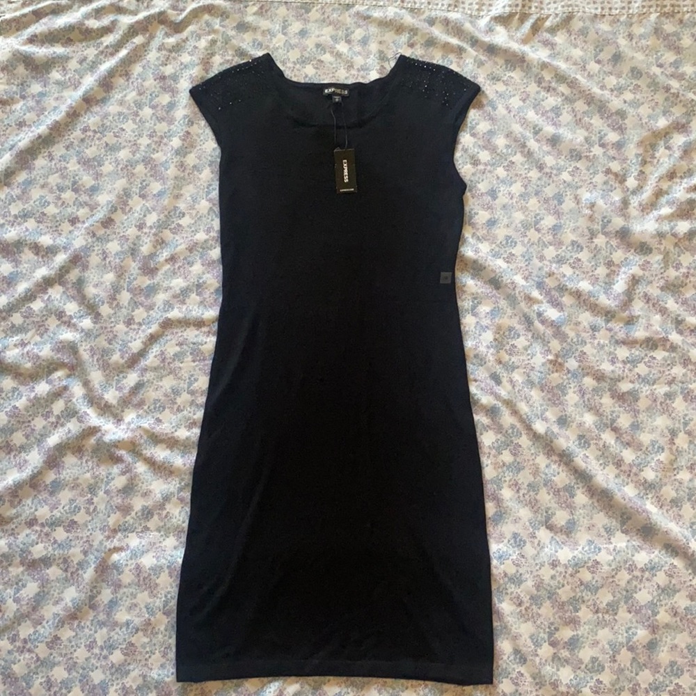 NWT Express Black Midi Form Fitting Sweater Dress